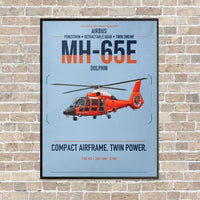 Thumbnail for Airbus MH-65E Dolphin vertical canvas print - framed - light blue background