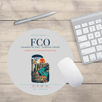 Thumbnail for Rome Leonardo da Vinci Fiumicino Airport (FCO) design on light gray round mouse pad