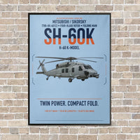 Thumbnail for Mitsubishi Sikorsky SH-60K vertical canvas print - framed - light blue background