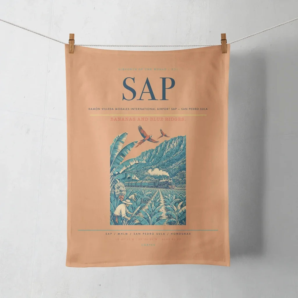 Ramón Villeda Morales International Airport (SAP) design on orange towel