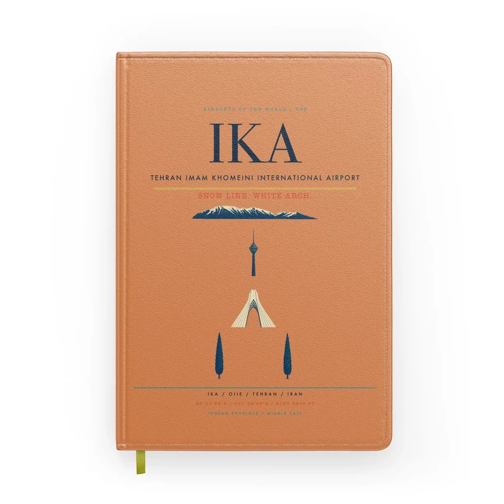 Tehran Imam Khomeini International Airport (IKA) design on orange notebook