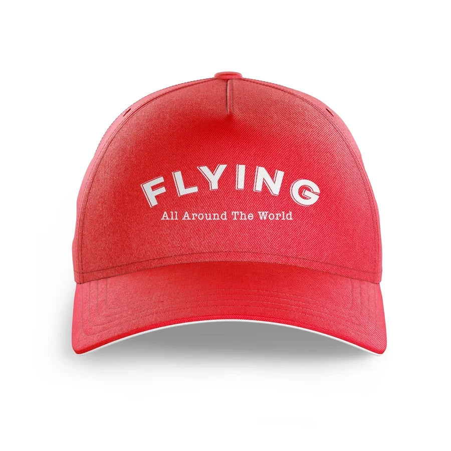 Flying All Around The World printed hat - red