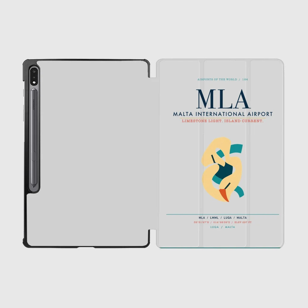 Malta International Airport (MLA) design on light gray samsung tablet tablet case
