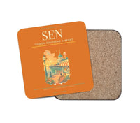 Thumbnail for London Southend Airport (SEN) design on orange 1 piece coaster