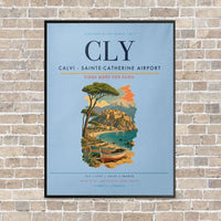 Thumbnail for Calvi - Sainte-Catherine Airport CLY vertical canvas print - framed - light blue background