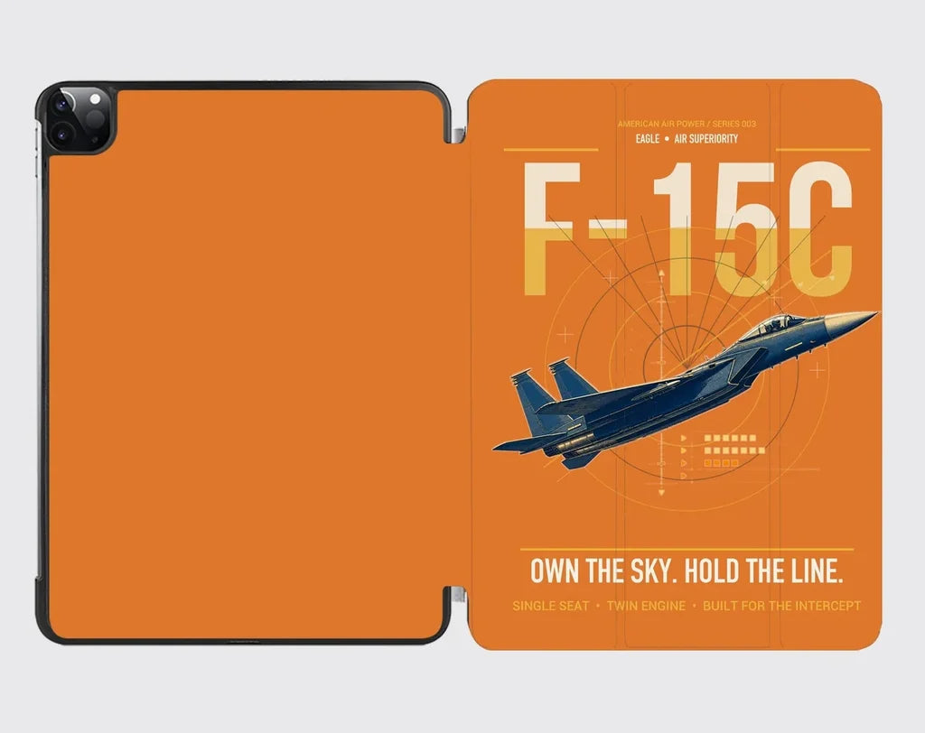 F-15C Eagle design on orange ipad tablet case