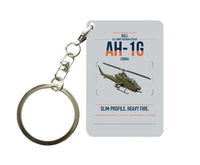 Thumbnail for Bell AH-1G Cobra design on light gray designed key chain, double-side print