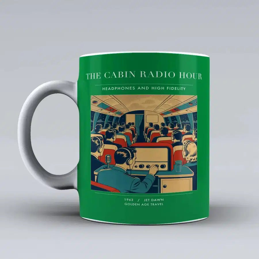VINTAGE G4229 - The Cabin Radio Hour - Ceramic Mug design on green