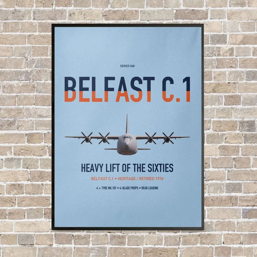 Short Belfast C.1 vertical canvas print - framed - light blue background