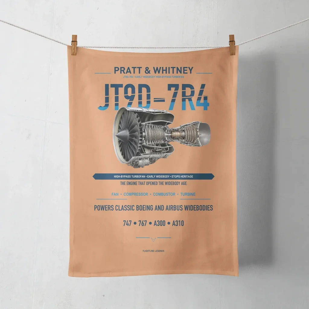 JT9D-7R4 design on orange towel
