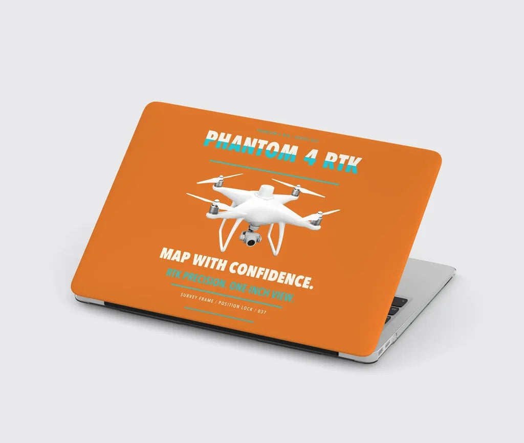 DJI Phantom 4 RTK design on orange MacBook case