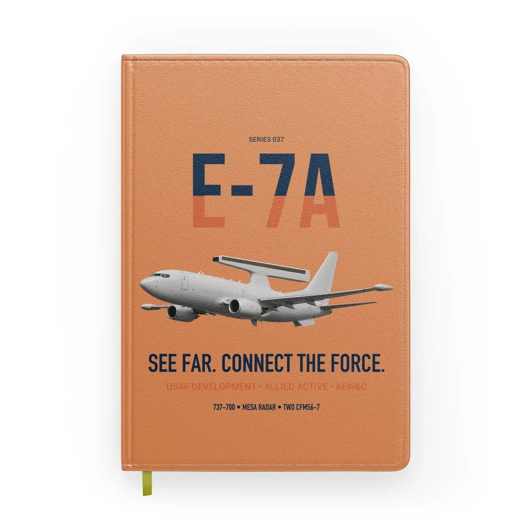 E-7A Wedgetail design on orange notebook