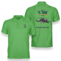 Thumbnail for Sikorsky S-76B design on light green double-side polo t-shirt, double-side print
