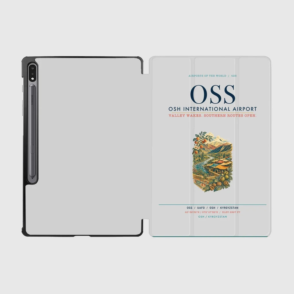 Osh International Airport (OSS) design on light gray samsung tablet tablet case