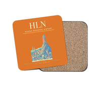 Thumbnail for Helena Regional Airport (HLN) design on orange 1 piece coaster