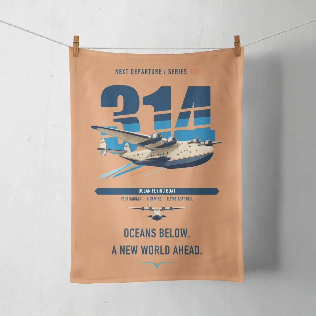 Boeing 314 Clipper design on orange towel