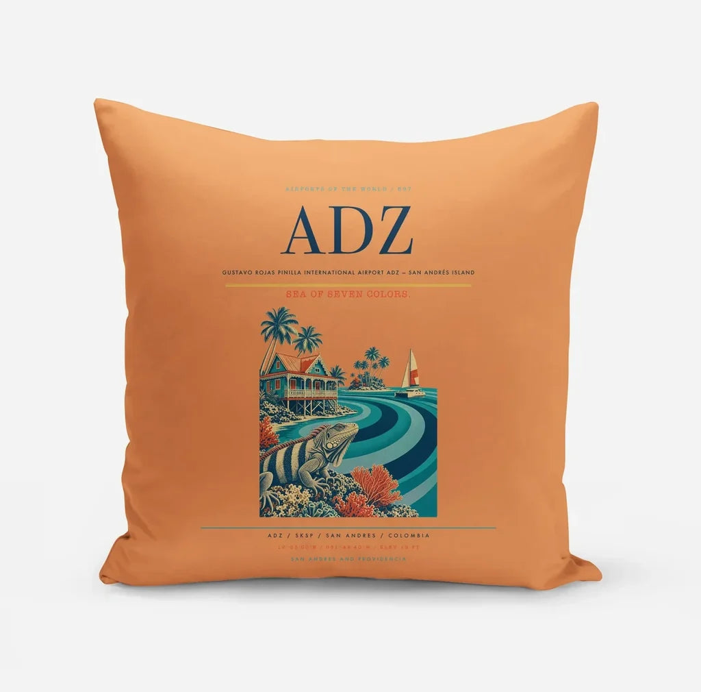 Gustavo Rojas Pinilla International Airport (ADZ) design on orange pillow