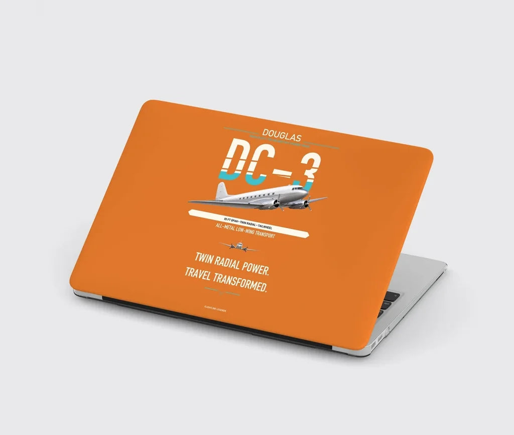 Douglas DC-3 design on orange MacBook case