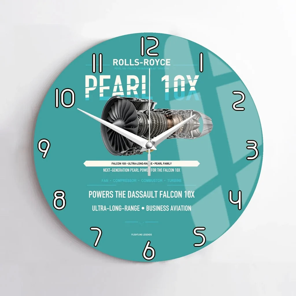 PEARL 10X design on turquoise no frame wall clock