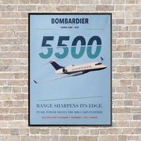 Thumbnail for Bombardier Global 5500 vertical canvas print - framed - light blue background