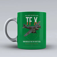 Thumbnail for Bristol Beaufighter TF X design on green ceramic mug, double-side print