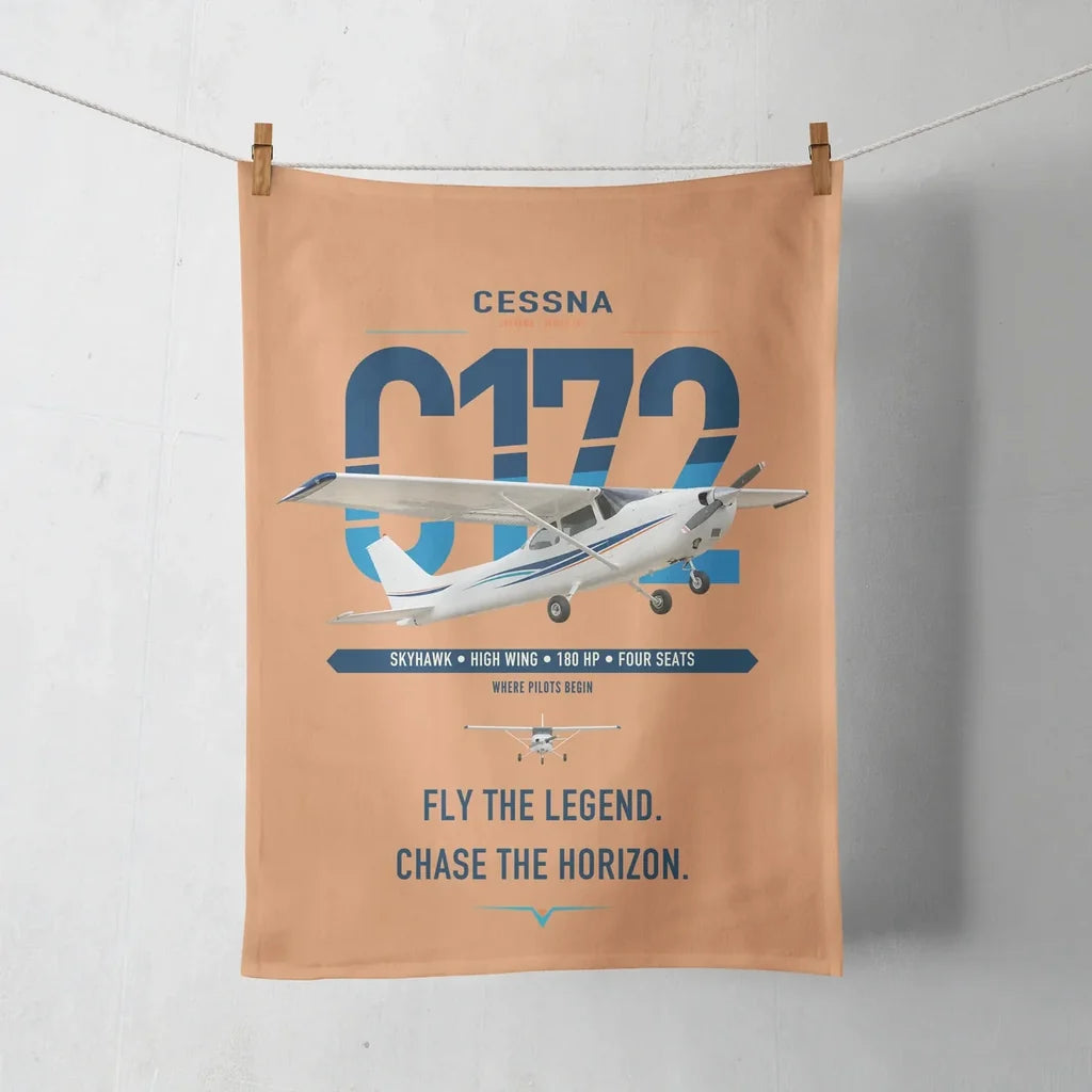 Cessna 172 Skyhawk design on orange towel