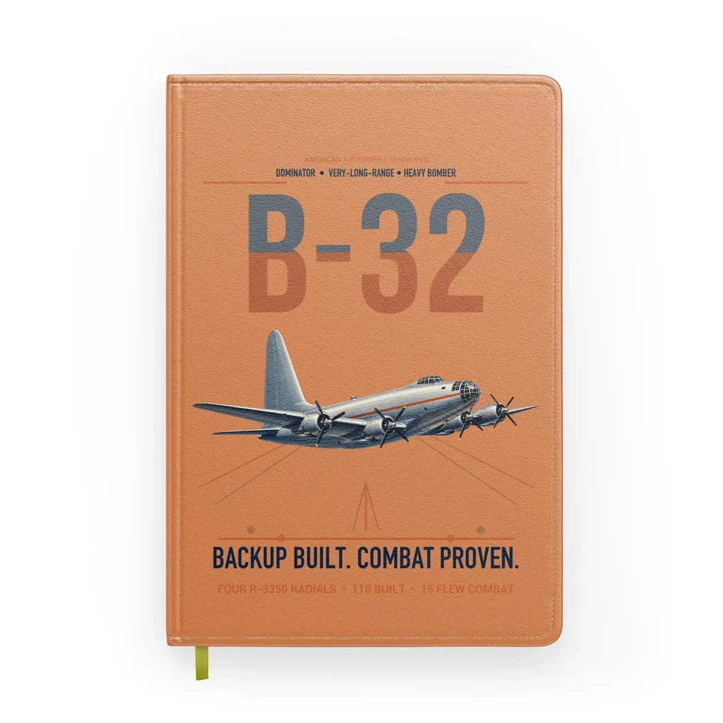 B-32 Dominator design on orange notebook