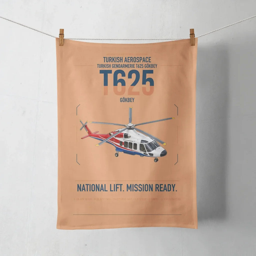 Turkish Aerospace T625 Gökbey design on orange towel