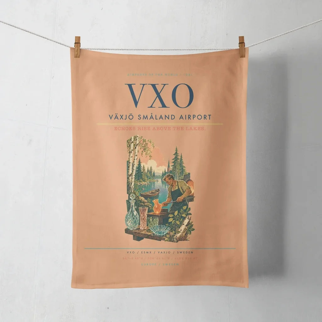 Växjö Småland Airport (VXO) design on orange towel
