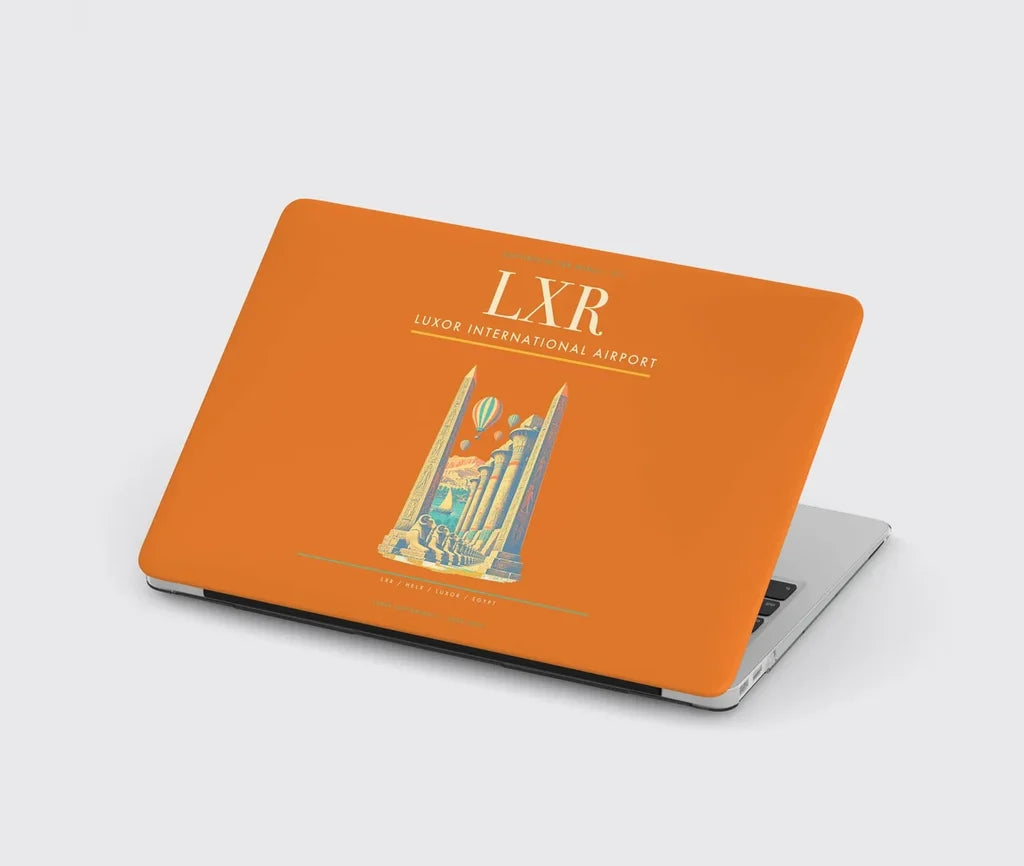 Luxor International Airport (LXR) design on orange MacBook case