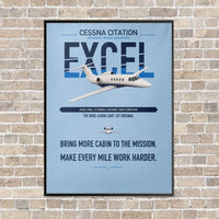 Thumbnail for Cessna Citation Excel vertical canvas print - framed - light blue background
