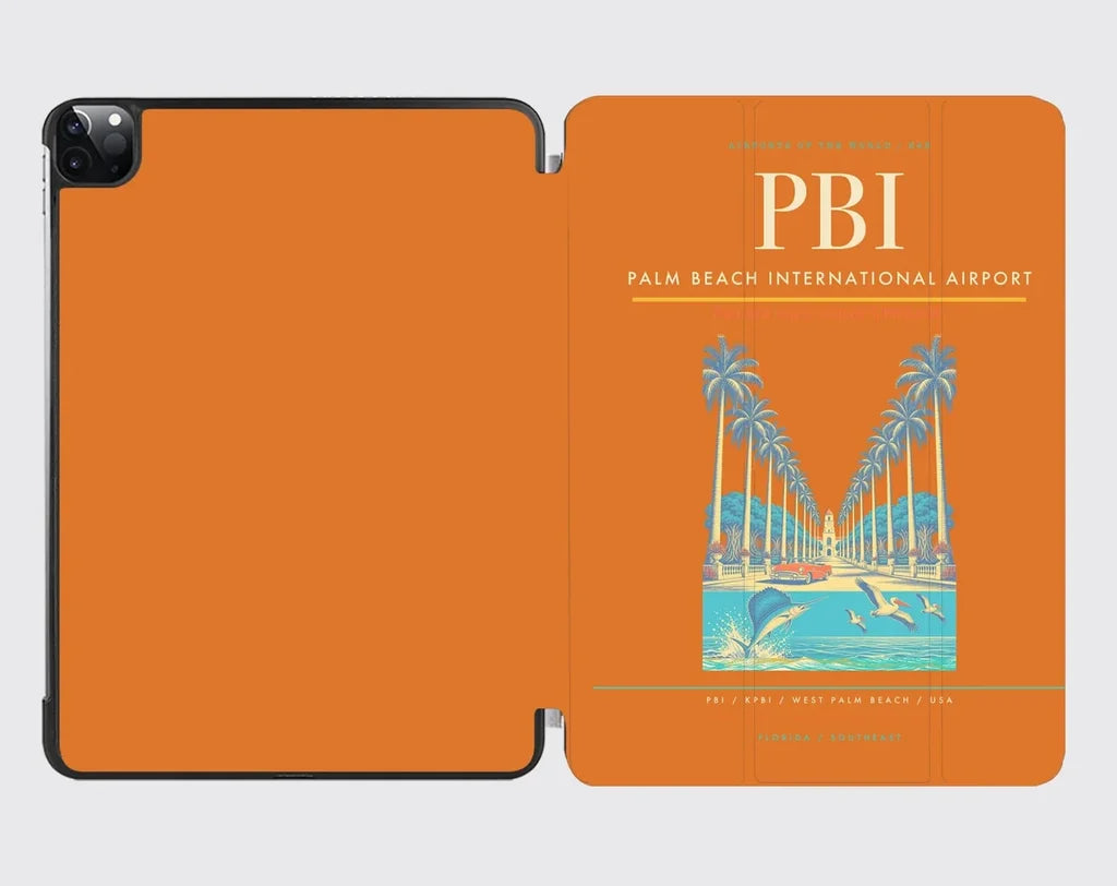 Palm Beach International Airport (PBI) design on orange ipad tablet case