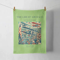 Thumbnail for VINTAGE G4003 - The Great Air Race - Designed Towels design on lightgreen