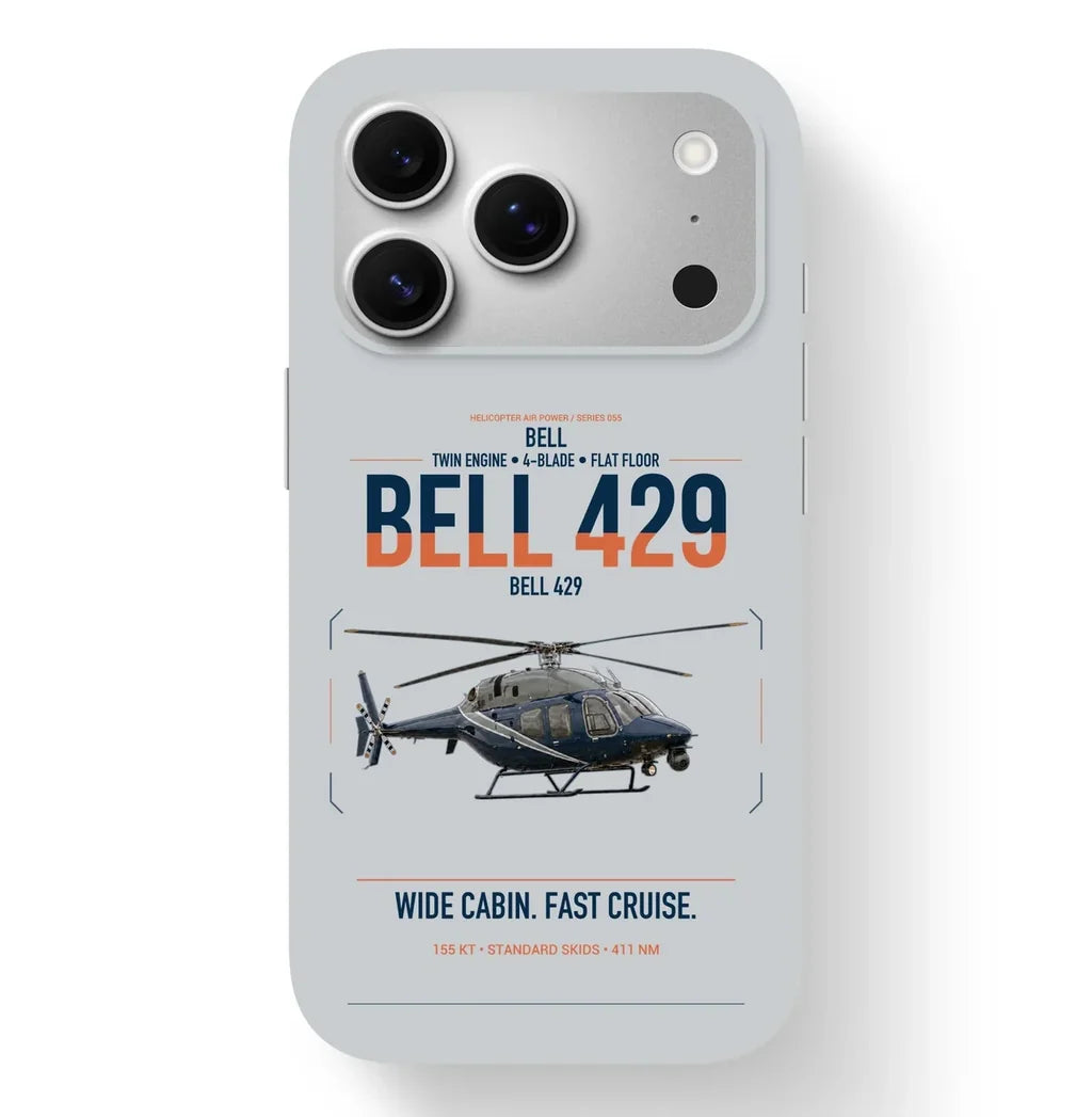 Bell 429 design on light gray magsafe iphone case, for iPhone 17 Pro
