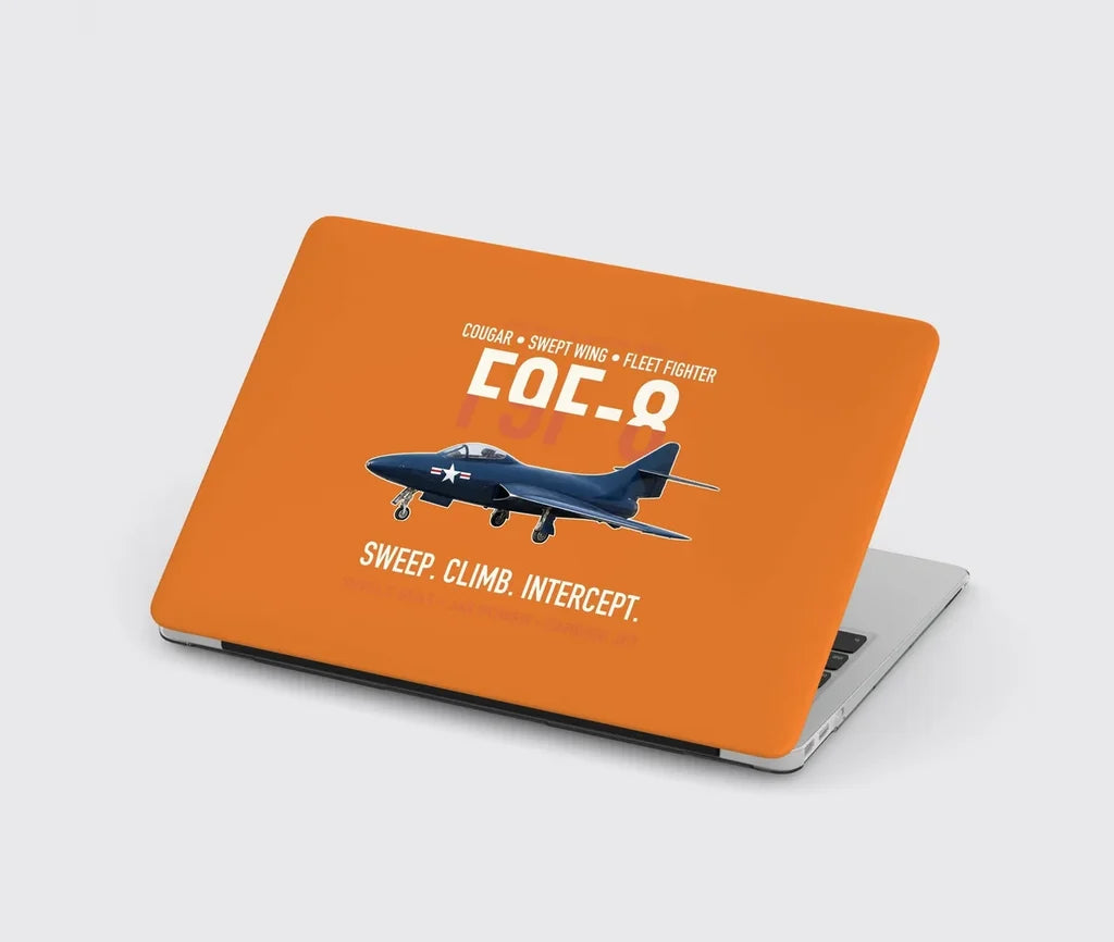 F9F-8 Cougar Swept Wing Carrier Fighter design on orange MacBook case