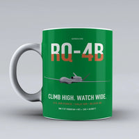 Thumbnail for RQ-4B Global Hawk design on green ceramic mug, double-side print