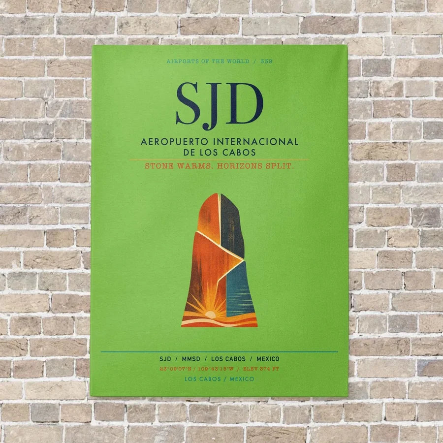 Aeropuerto Internacional de Los Cabos SJD vertical canvas print - no frame - light green background