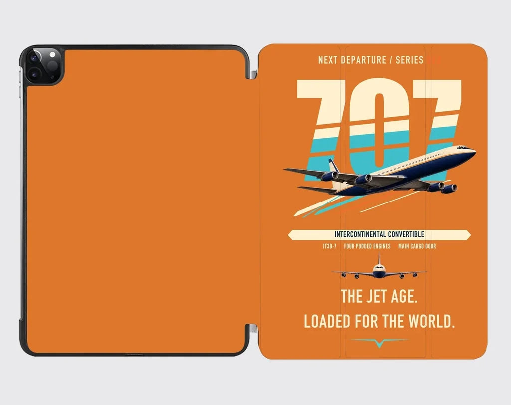 Boeing 707-320C design on orange ipad tablet case