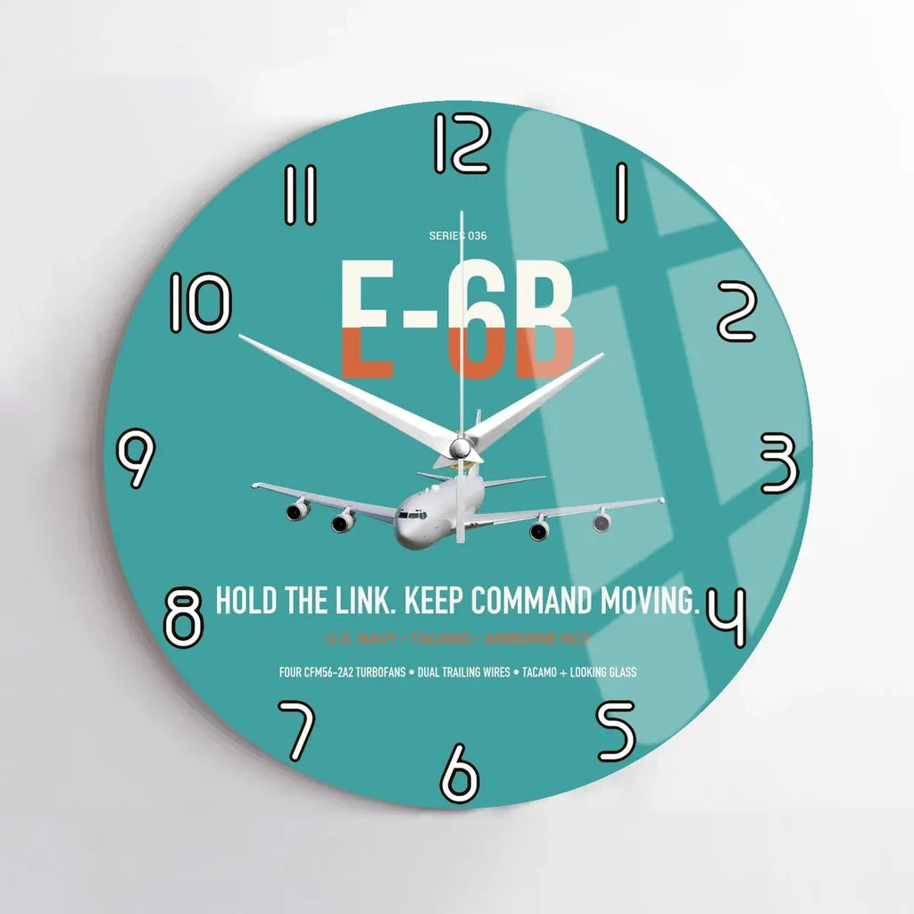 E-6B Mercury design on turquoise no frame wall clock