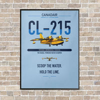 Thumbnail for Canadair CL-215 vertical canvas print - framed - light blue background