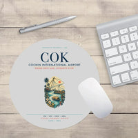 Thumbnail for Cochin International Airport Kochi (COK) design on light gray round mouse pad
