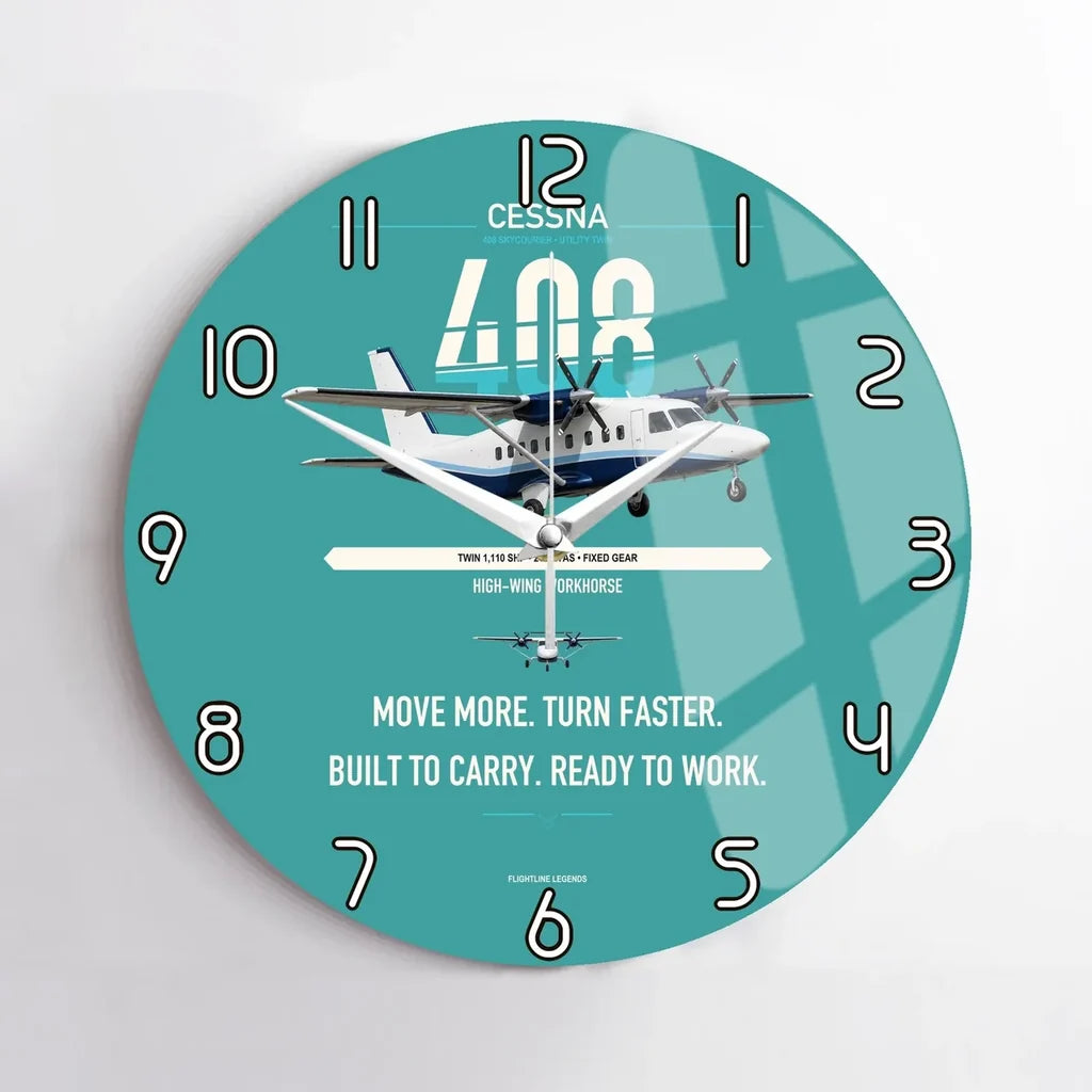 Cessna 408 SkyCourier design on turquoise no frame wall clock