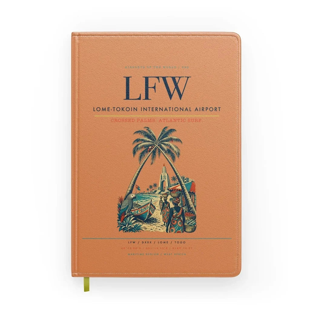 Lome-Tokoin International Airport (LFW) design on orange notebook