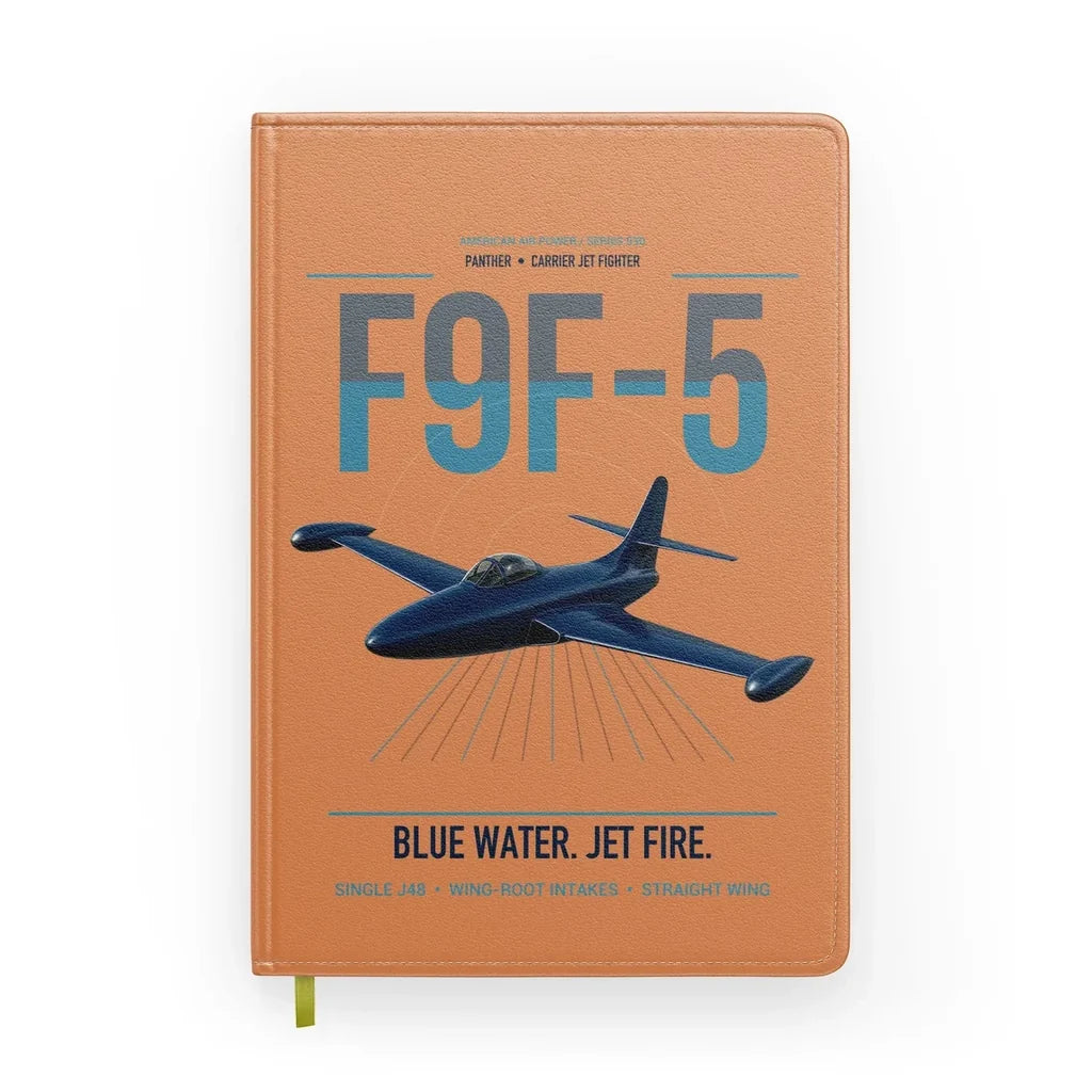 F9F-5 Panther design on orange notebook