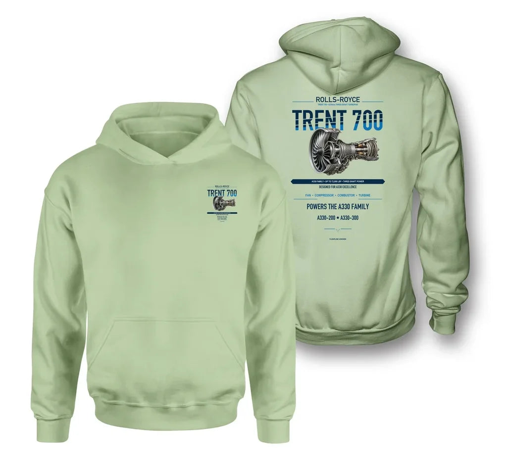 TRENT 700 design on light green hoodie
