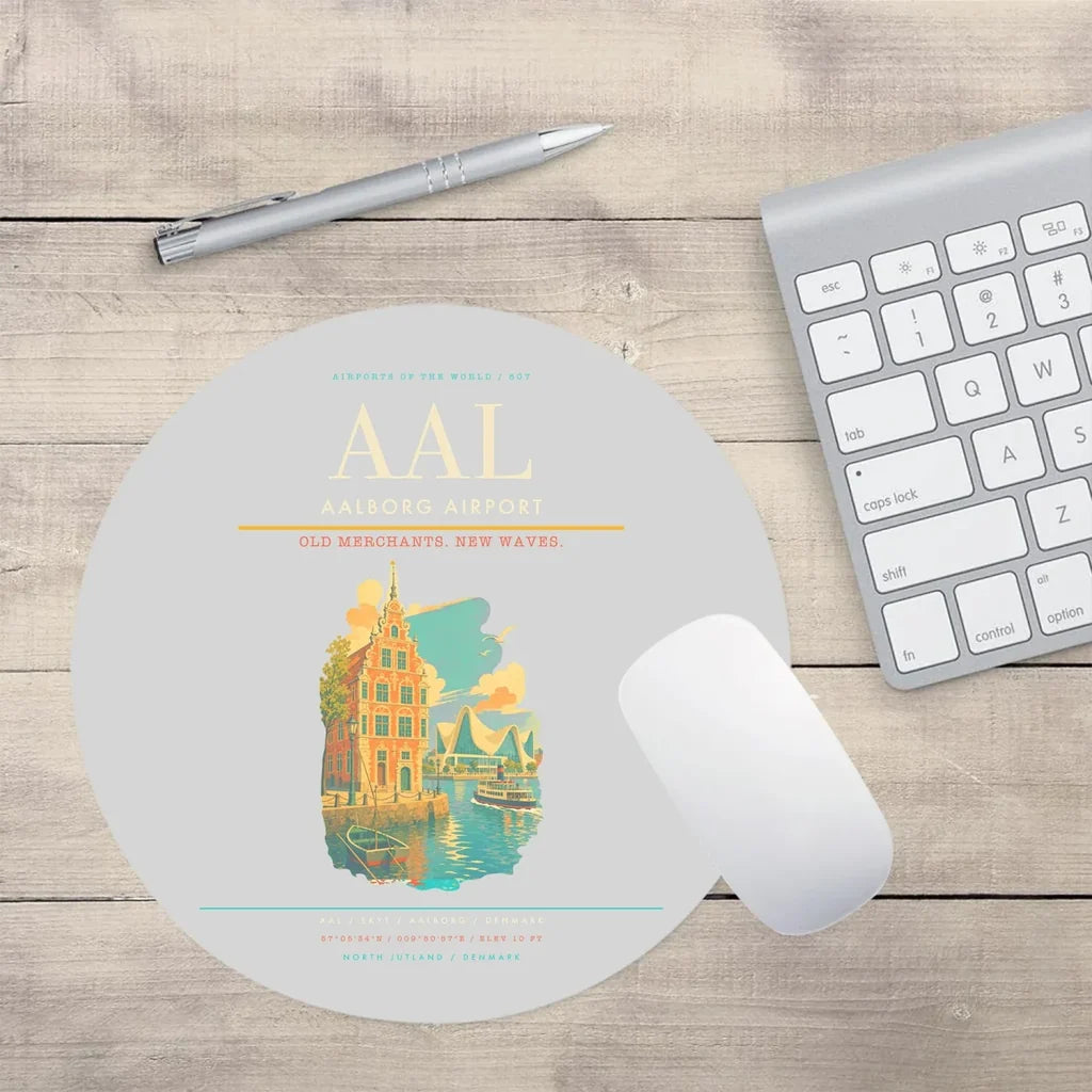 Aalborg Airport AAL Mouse-Pad Round - Light Gray