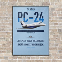 Thumbnail for Pilatus PC-24 vertical canvas print - framed - light blue background