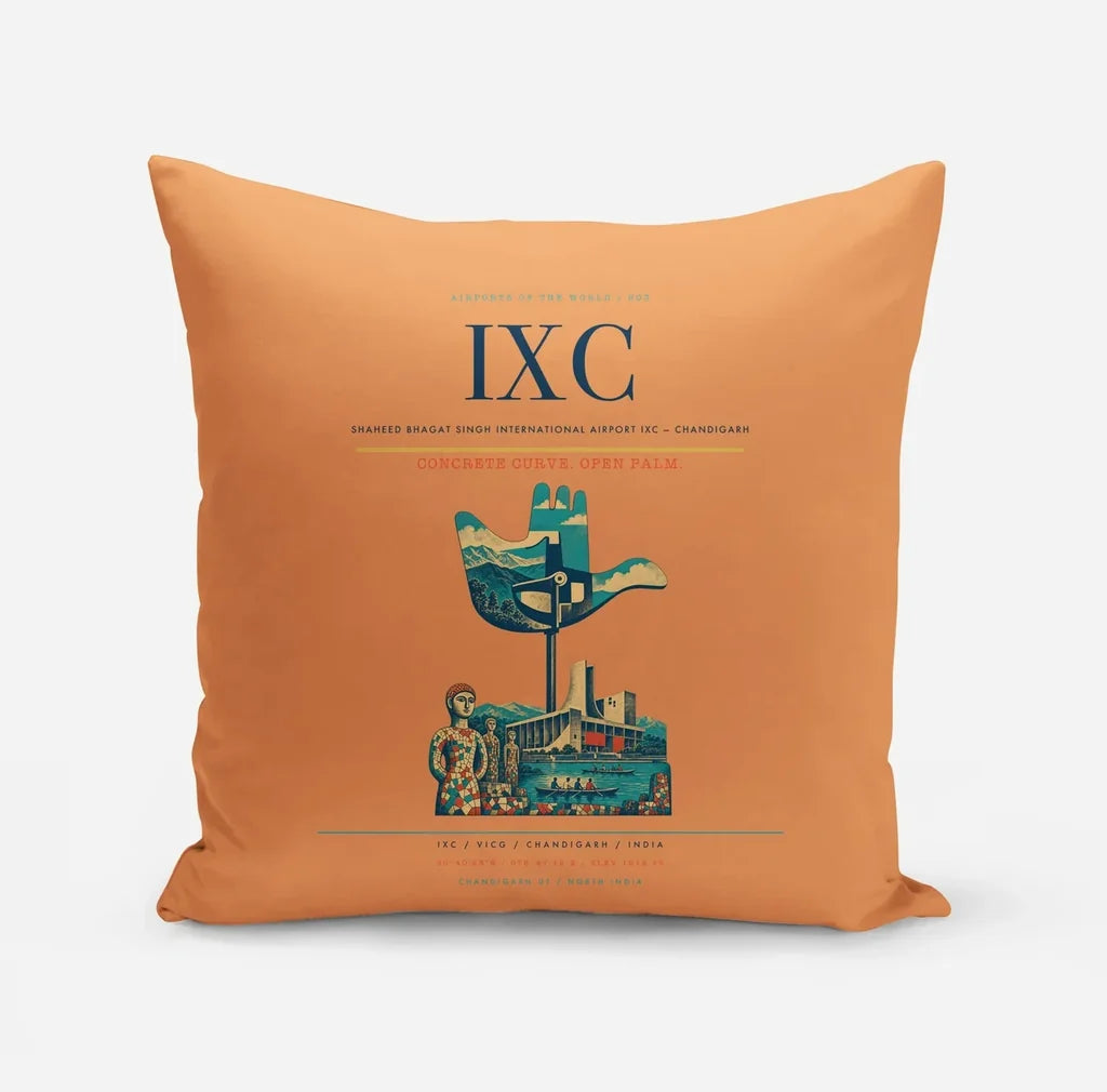 Shaheed Bhagat Singh International Airport (IXC) design on orange pillow