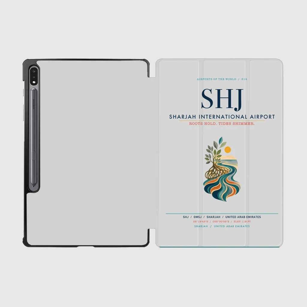 Sharjah International Airport (SHJ) design on light gray samsung tablet tablet case