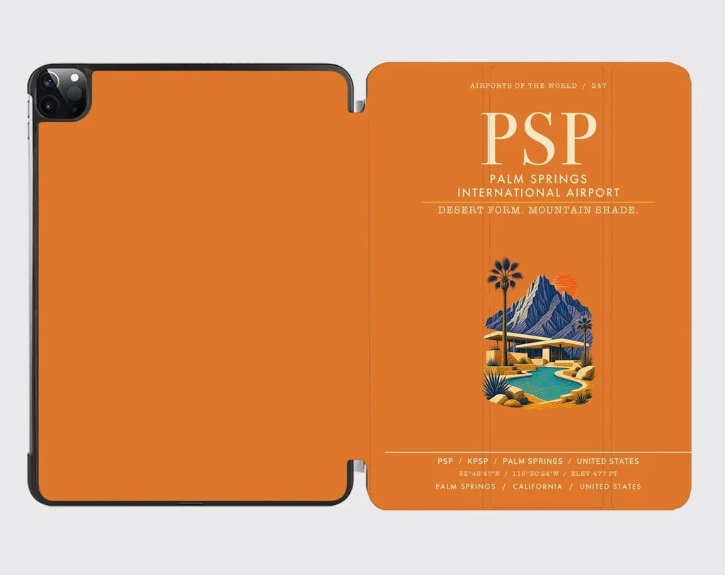 Palm Springs International Airport (PSP) design on orange ipad tablet case
